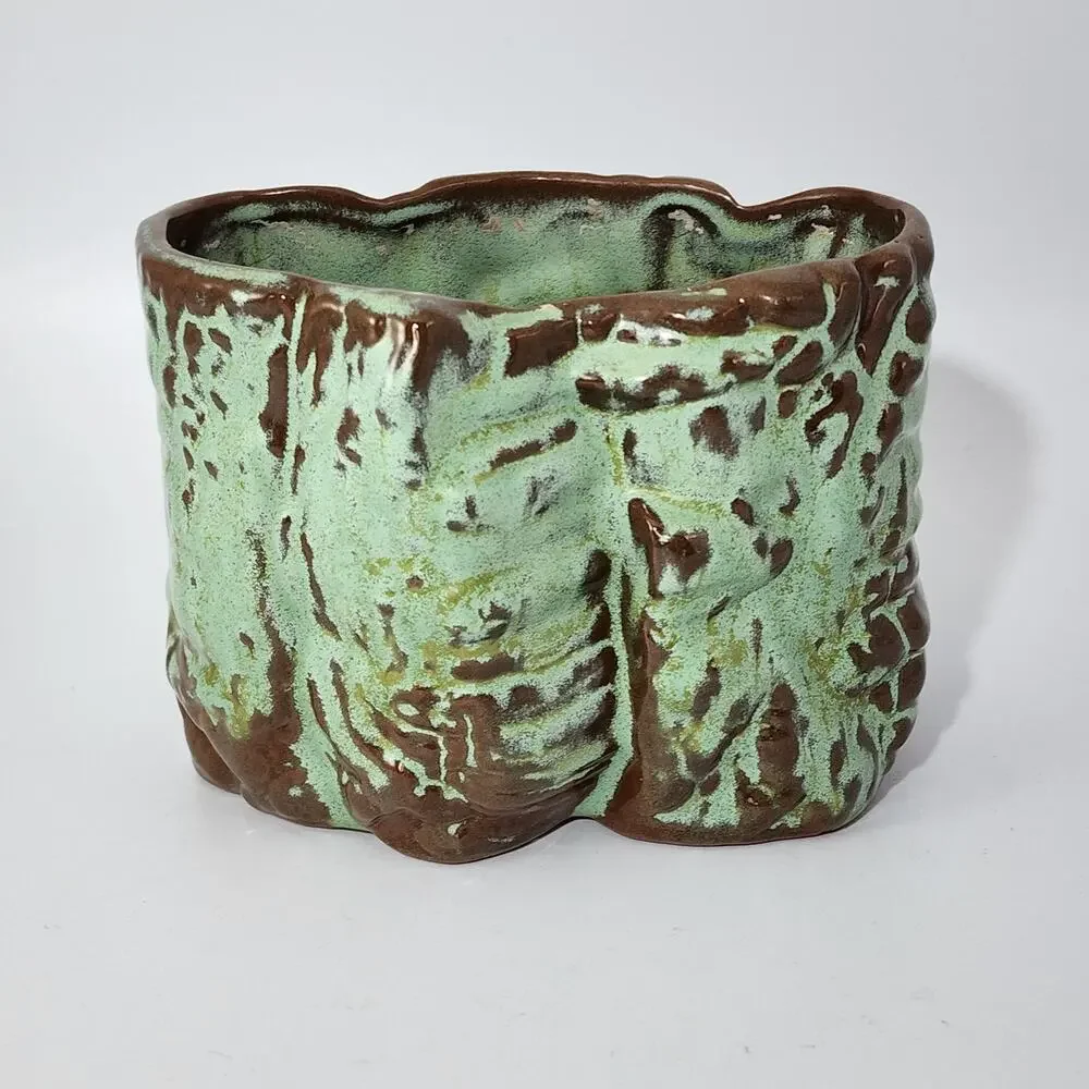 Frankoma Pottery Prairie Green Cork Tree Vase Planter B 3